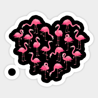 Pink Flamingo Heart Happy Valentine's Day Flamingo Lovers Sticker